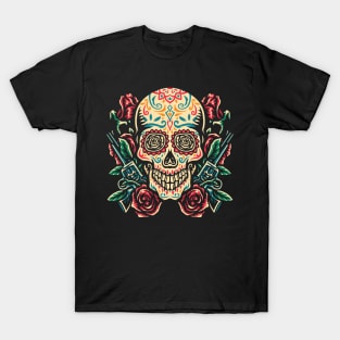 Calavera y Rosas - dia de los muertos T-Shirt